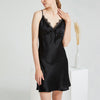 Black Lace Trimmed Silk Chemise