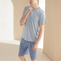 Men's Striped Couple Short Pajama Set