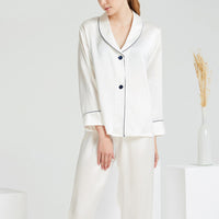 Shawl Collar Trimmed Silk Pajama Set