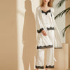 White Lace Trimed Long Pajama Set