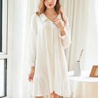 White Jacquard Cotton Shirtdress