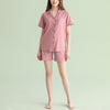 Women's Notched Collar Couple Short Pajama Set