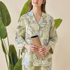 Flowers Printed Trimmed Pajama Set