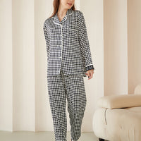 Black Houndstooth Printed Pajama Set