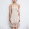 Nude Silk Sleepdress with Eyelash Lace Detail