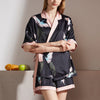 Black Birds Printed Pajama Short Set