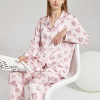 Pink Heart Print Pajama Set