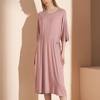 Pink Round Neck Tie Waist Sleepdress