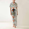 Flowers & Leaves Print Pajama Set