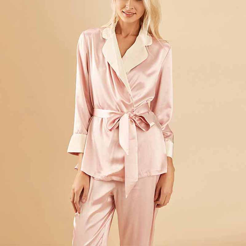 Pink Notched Collar Fleece Pajama Set