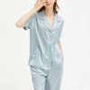 Light Blue Satin Short Sleeves Pajama Set