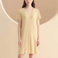 V-neck Short Sleeved  Split Sleepdress