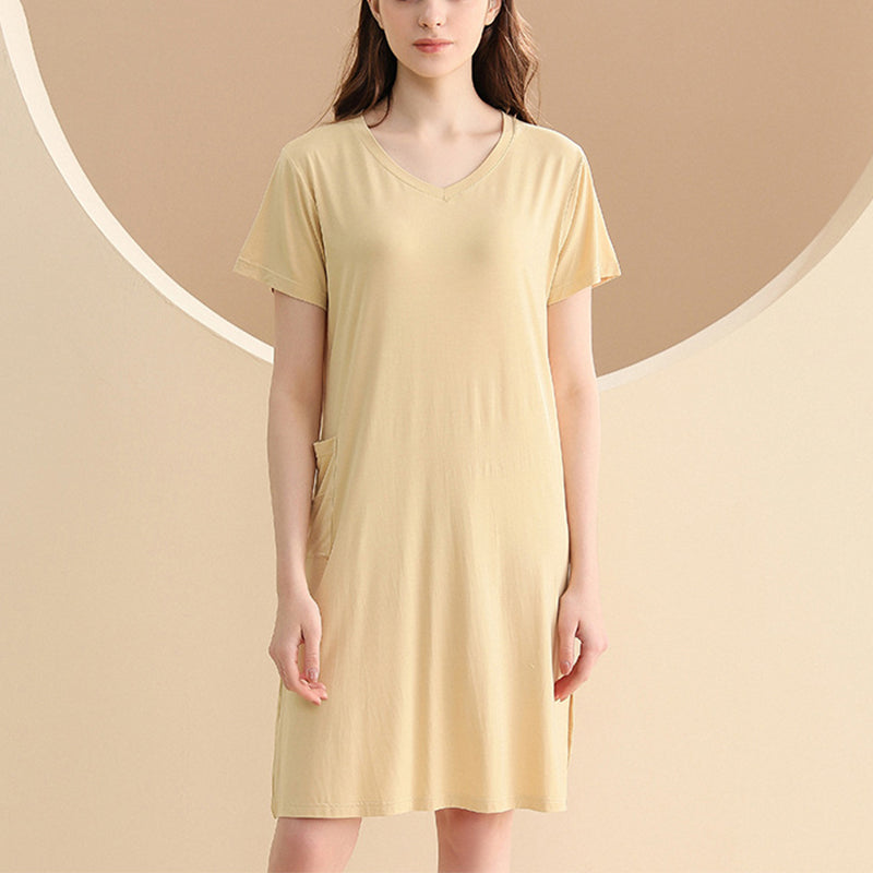 V-neck Short Sleeved  Split Sleepdress