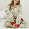 Flowers Print Trimmed Long Sleeved Pajama