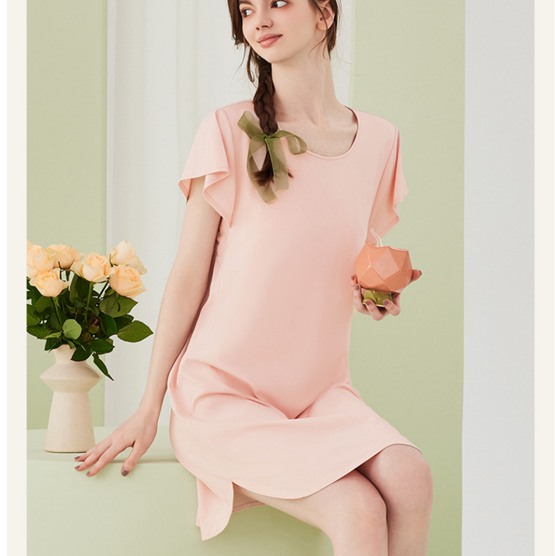 Solid Modal Nightgown With Breast Pad