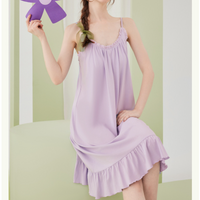 Solid Color Camisole Nightgown with Chest Pad