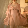 Sexy Ice Silk Satin Gauze Patchwork Nightdress Set