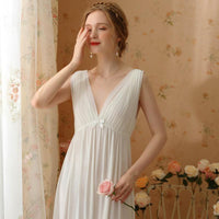 Elegant White Court Style Nightdress