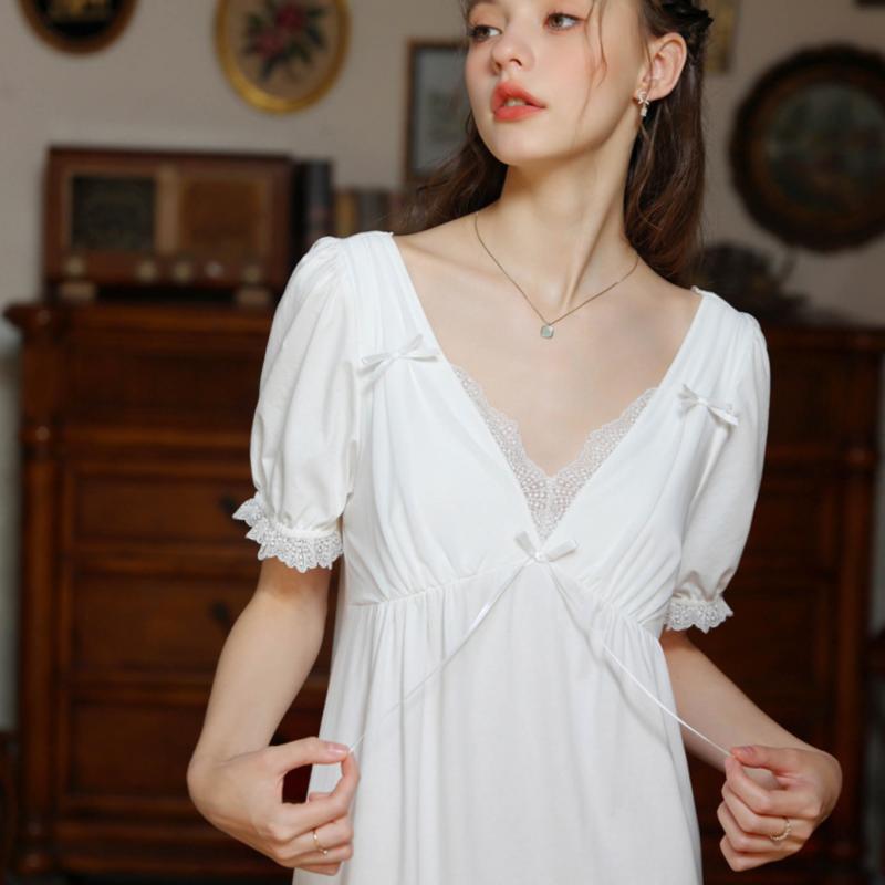 French V-Neck Lace Nightdress