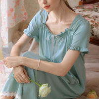 Long Square Collar Lace Nightdress