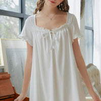 Long Square Collar Lace Nightdress