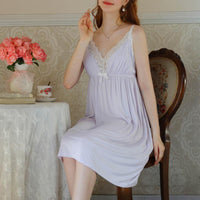 Sweet French V-Neck Lace Nightdress