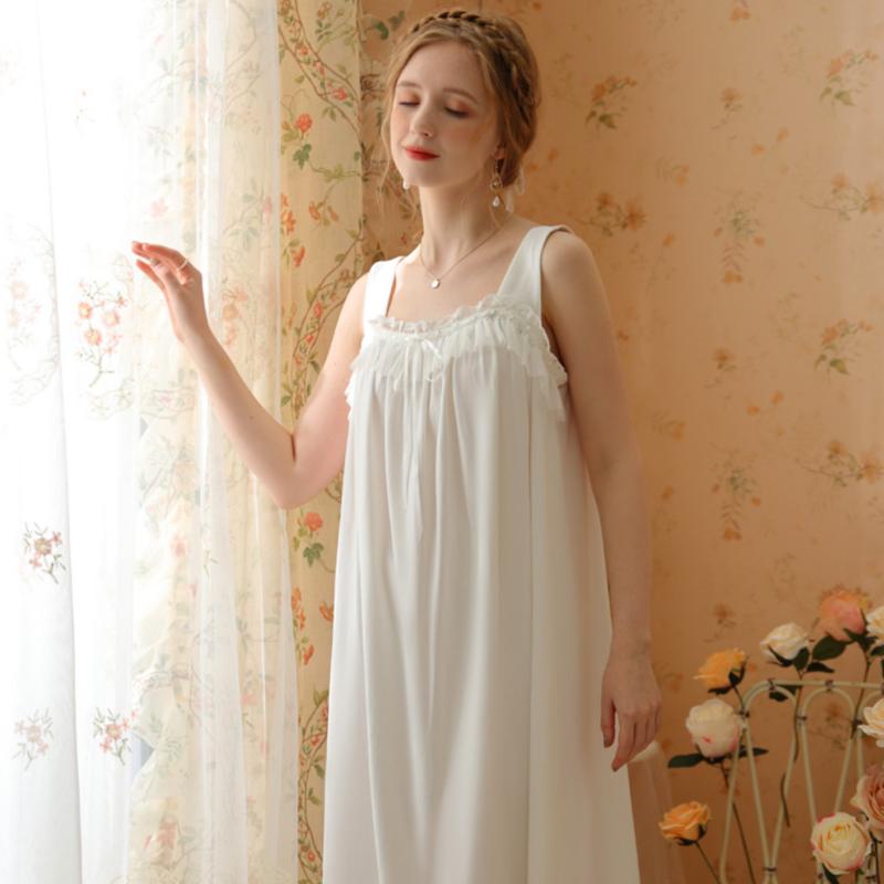 Sweet Sleeveless Nightdress With Wide Straps