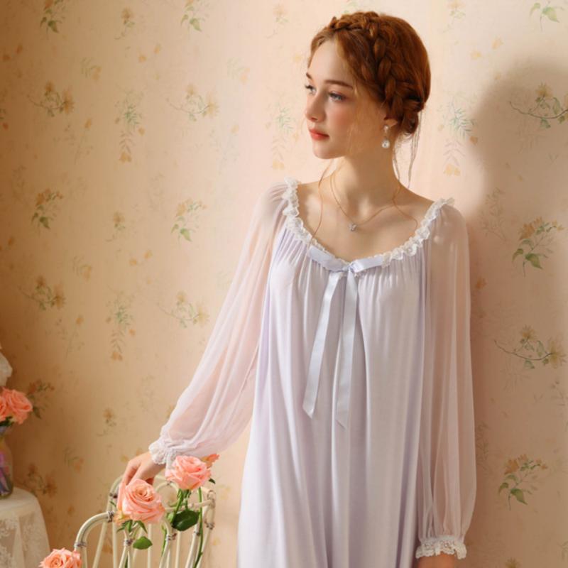 French Modal Long-Sleeved Nightdress