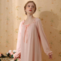 Simple Square Collar Long-Sleeved Nightdress