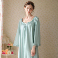 French Crew-Neck Long-Sleeved Nightdress