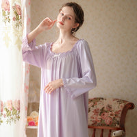 French Crew-Neck Long-Sleeved Nightdress