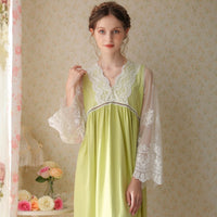 French Lace Mesh V-Neck Nightdress