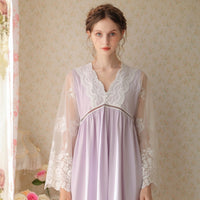 French Lace Mesh V-Neck Nightdress