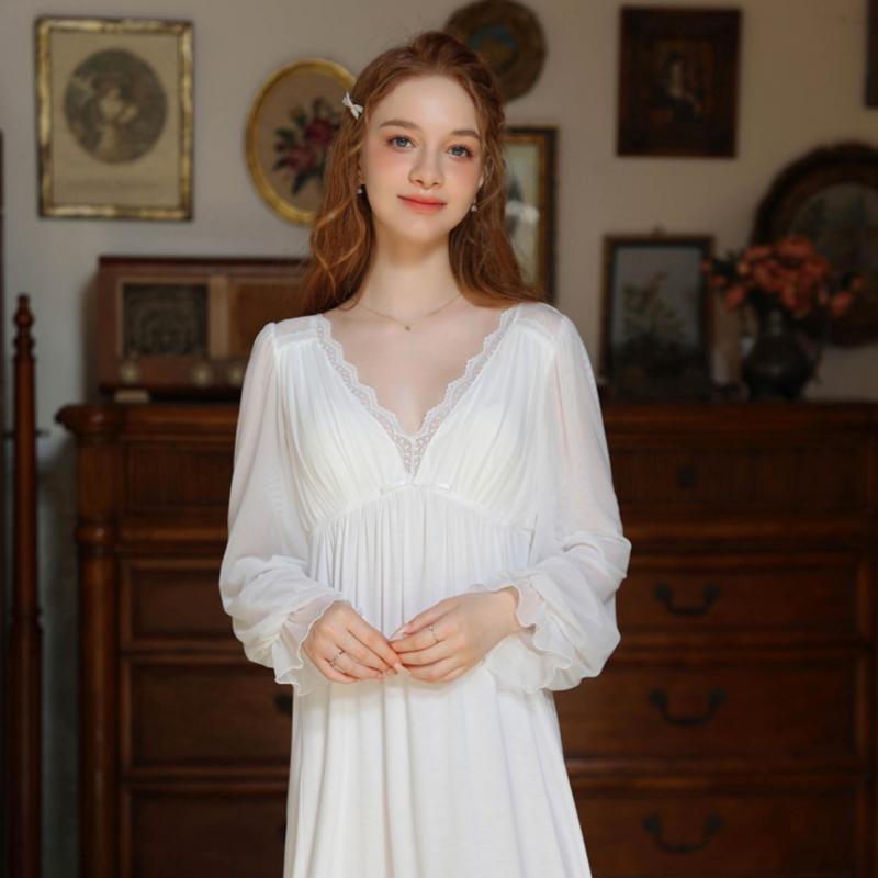 Sweet French Modal Long-Sleeved Nightdress