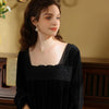 Elegant Square Neck Velvet Long Sleeve Nightdress