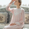 Palace Style Floral Lace Long-Sleeved Nightdress