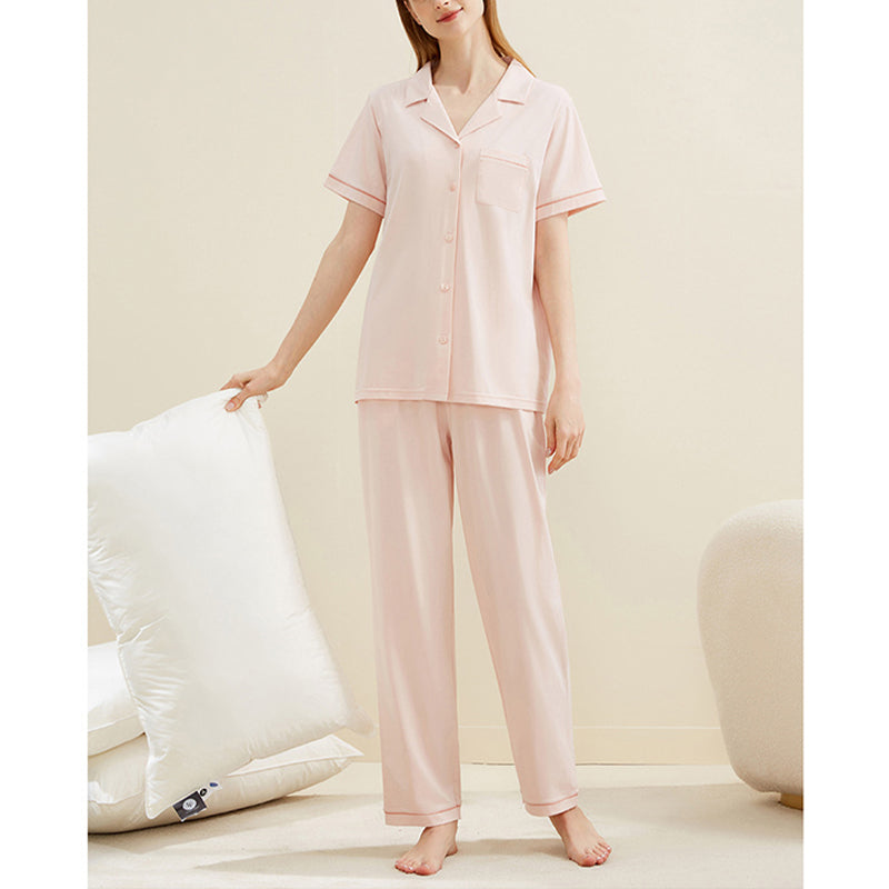 Women's Notched Collar Couple Pajama Set