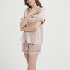 Comfortable Silk Pajama Set With Short Sleeves And Shorts