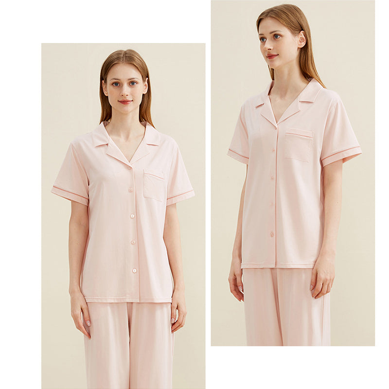 Women's Notched Collar Couple Pajama Set