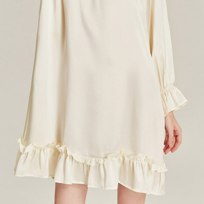 100% Mulberry Silk Court style Long Sleeve Nightdress