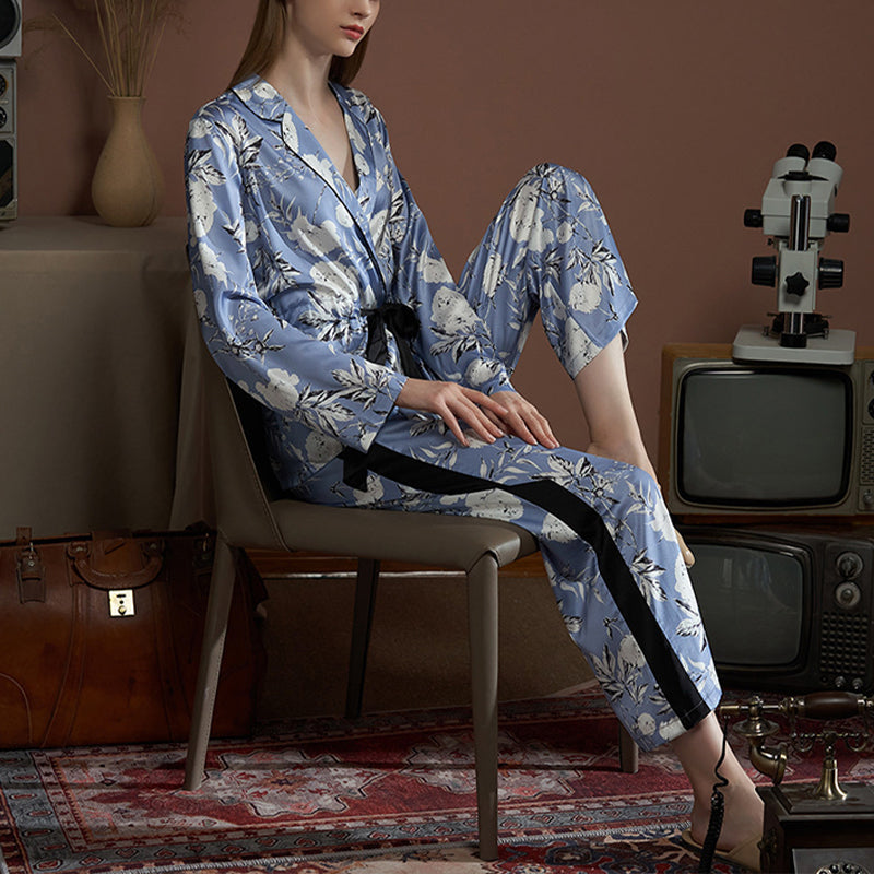 Floral Print Satin Pajama Set