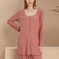 Dark Pink 3-Piece Pajama Set