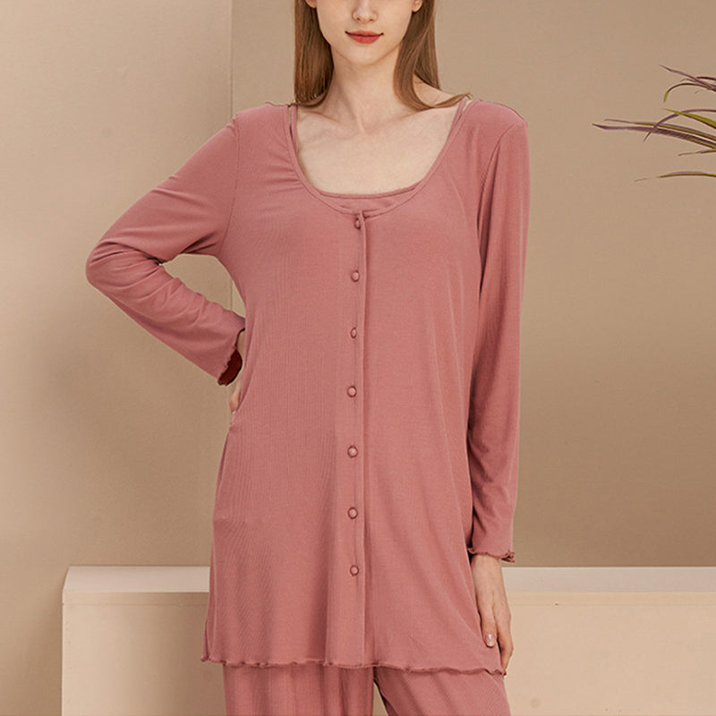 Dark Pink 3-Piece Pajama Set