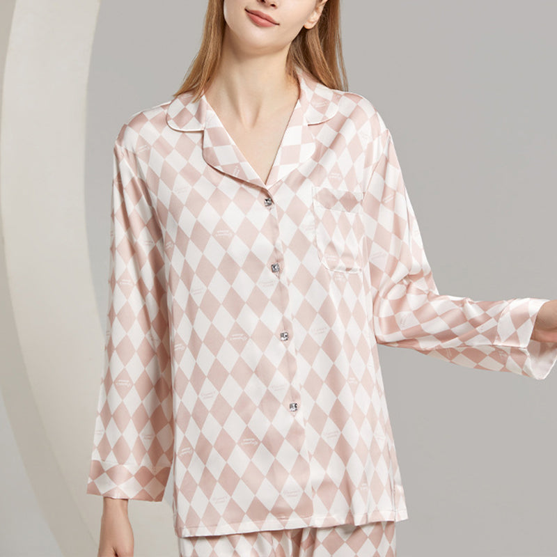 Diamond Check Print Pajama Set