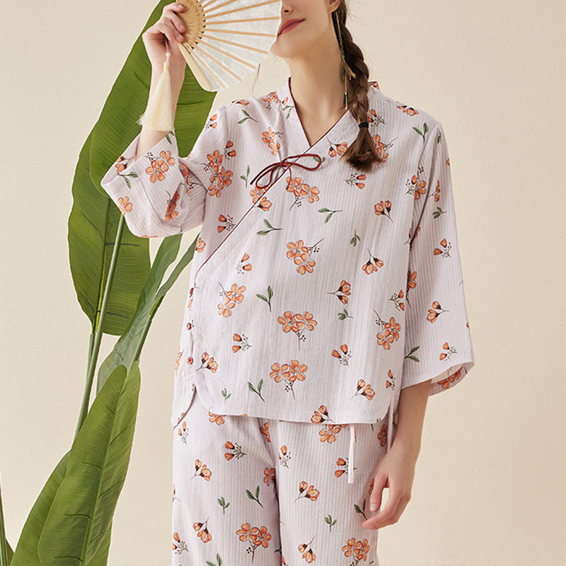 Floral Print Cotton Pajama Set