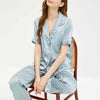 Light Blue Satin Short Sleeves Pajama Set