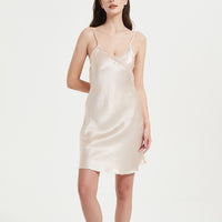 Lace Trimmed Satin Sleepdress