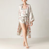 Gray Floral Printed Robe Set