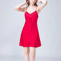 V Neck Silk Cami Sleep Dress