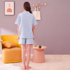 Blue Trimmed Short Pajama Set